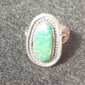 Silver and Green Turquoise Ring